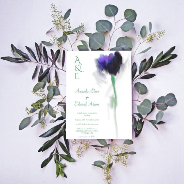 Convites Casamento de Emerald Greenery Tulip Floral Monogra (greenery tulip floral  wedding invitation )