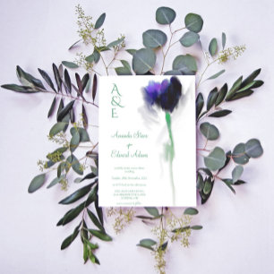 Convites Casamento de Emerald Greenery Tulip Floral Monogra