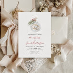 Convites Casamento de Enfeites de natal de inverno<br><div class="desc">Celebre seu estilo de casamento no inverno com este convite minimalista de casamento no inverno com uma ilustração aquática de um Enfeites de natal com anéis de casamento,  pinheiro e bagas de Natal. Com caligrafia elegante.</div>