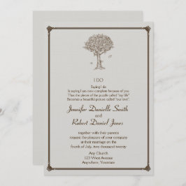 Convites Casamento de esboço de árvore de carvalho