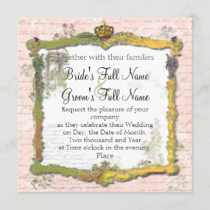 Convites Casamento de Escrevendo e Coroa Dourada em francê