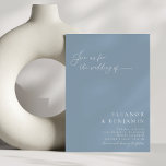 Convites Casamento de Escrita Azul Mínima Dusty Moderno Ele<br><div class="desc">Convocação para Casamento de Script Minimalista Moderno Elegante em Azul Dusty</div>