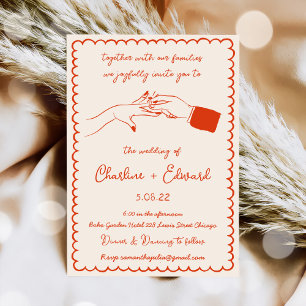 Convites Casamento de Escrita de Mão com Desenho Funcional