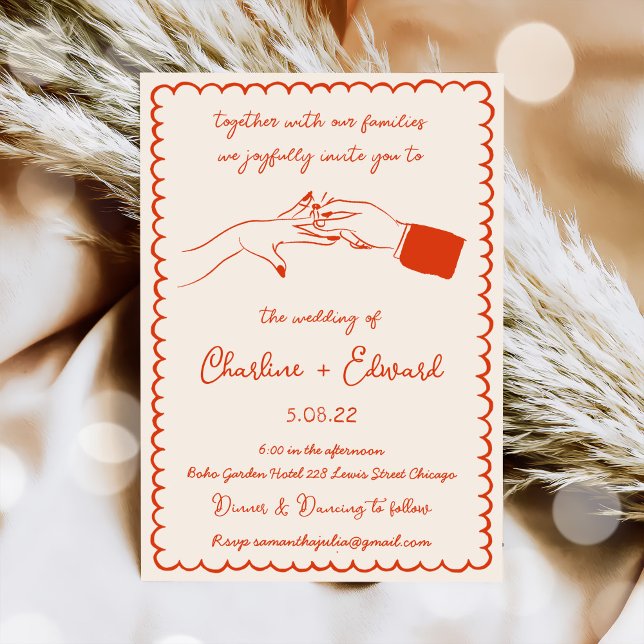 Convites Casamento de Escrita de Mão com Desenho Funcional (Criador carregado)