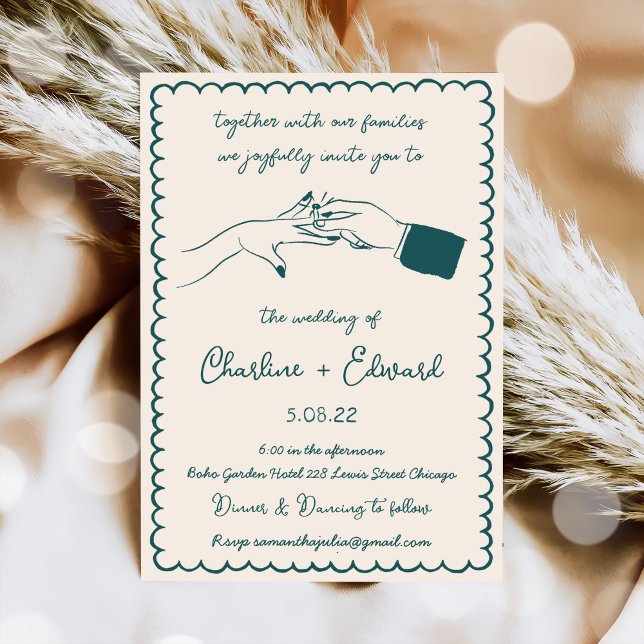 Convites Casamento de Escrita de Mão com Desenho Funcional (Criador carregado)