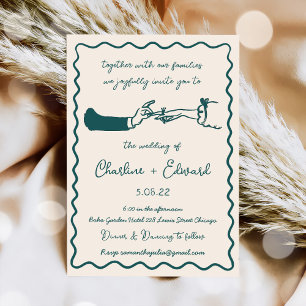 Convites Casamento de Escrita de Mão com Desenho Funcional