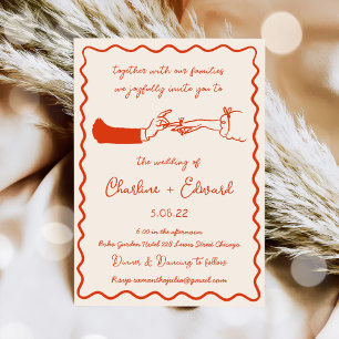 Convites Casamento de Escrita de Mão com Desenho Funcional