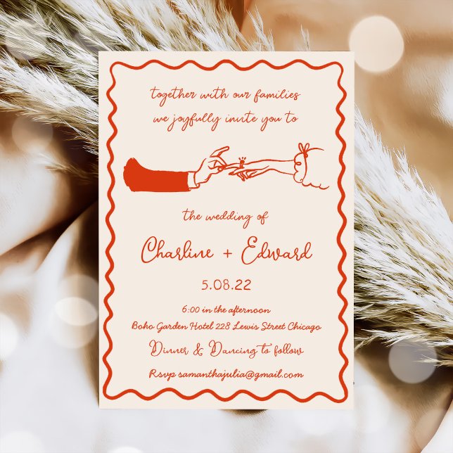 Convites Casamento de Escrita de Mão com Desenho Funcional (Criador carregado)