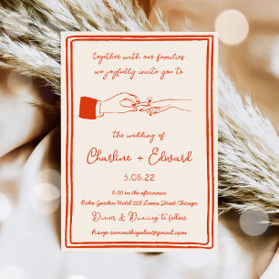 Convites Casamento de Escrita de Mão com Desenho Funcional