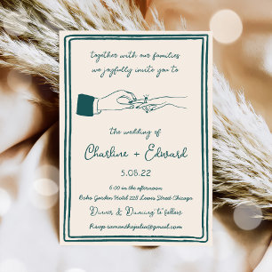 Convites Casamento de Escrita de Mão com Desenho Funcional