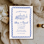 Convites Casamento de Escrita Manual Azul Desenhado à Mão F<br><div class="desc">Ponha o tom para uma celebração de eterno com este Convite de Casamento Whimsical Francês Vintage, Desenhado à Mão. Apresentando ilustrações florais artísticas e intrincadas e uma fonte romântica inspirada na safra, esta design exumenta elegância e charme. Seus elementos balísticos se combinam perfeitamente com a estética rural francesa, criando um...</div>