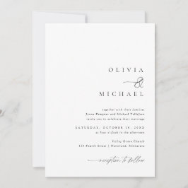 Convites Casamento de Escrita Manual Elegante Simples