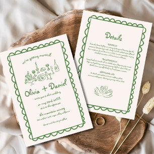 Convites Casamento de Escrita Manuscrita Funcional Desenhad