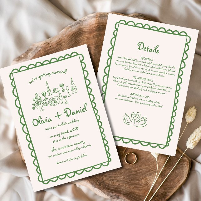 Convites Casamento de Escrita Manuscrita Funcional Desenhad (Criador carregado)