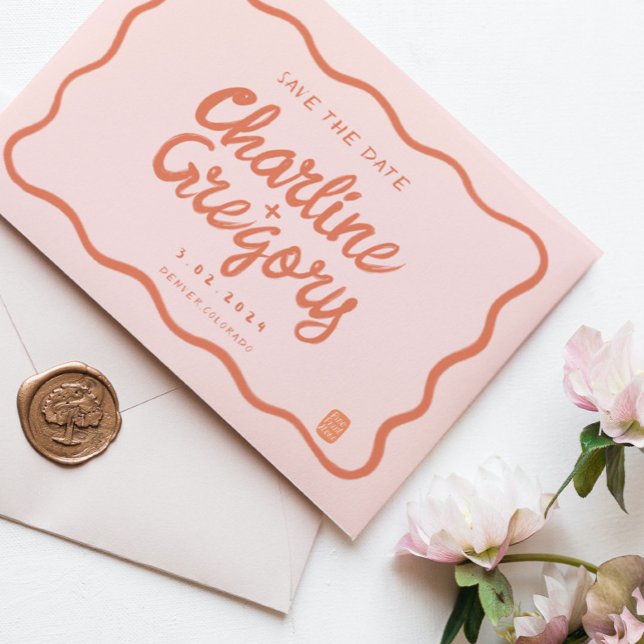 Convites Casamento de EscritaPicaCor-de-Rosa Retroativo Sal (Criador carregado)