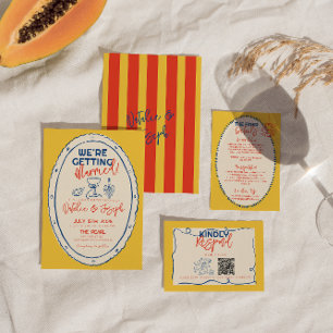 Convites Casamento de Escrivação à Mão Ilustrada Colorida