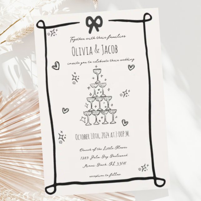 Convites Casamento de Escrivação de Arco Desenhado à Mão (Criador carregado)