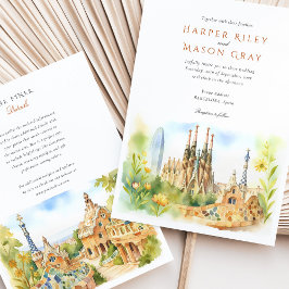 Convites Casamento de Espanha de Barcelona Watercolor