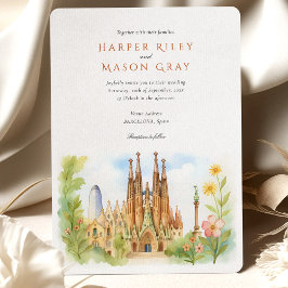 Convites Casamento de Espanha de Barcelona Watercolor