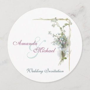 Convites Casamento de esquecidos de mim, de cor azul e rosa