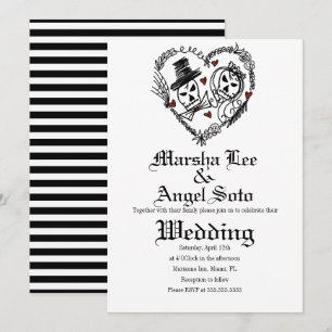 Convites Casamento de Esqueleto do Doodle de Halloween