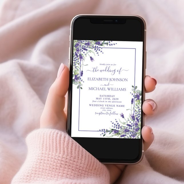 Convites Casamento De Estampagem De Madeira Eucalyptus, Lav (Criador carregado)