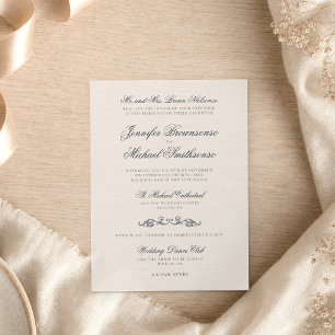 Convites Casamento de Estilo Antigo Marinho Marfim