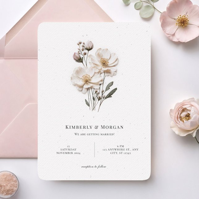 Convites Casamento de Estilo de Canto Arredondado de Rosas  (Criador carregado)