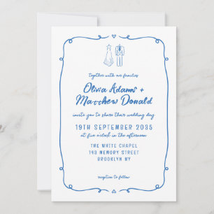 Convites Casamento De Estilo Francês Desenhado Pela Mão Whi