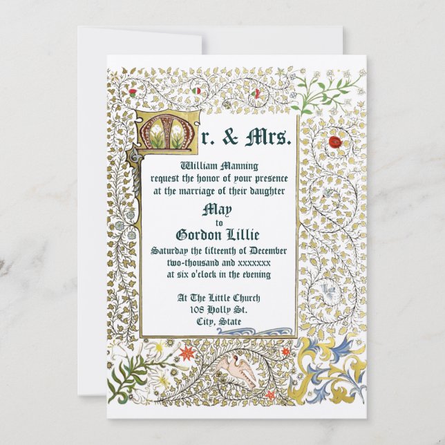 Convites Casamento de Estilo Medieval Era 1873 (Frente)