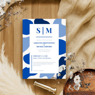 Convites Casamento de Estilo Moderno Minimalista Azul-marin