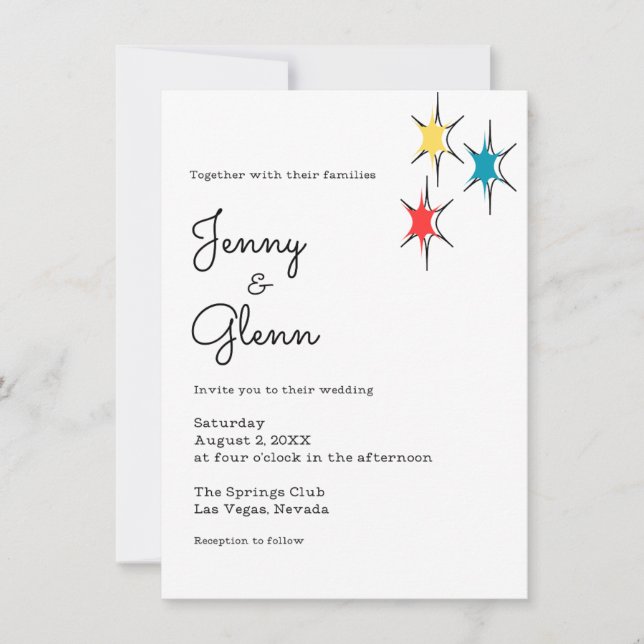 Convites Casamento de Estilo Rock and Roll 1950 (Frente)