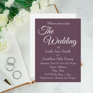 Convites Casamento de Estilo Simples de EggPlant