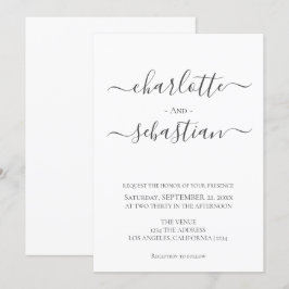Convites Casamento de Estilo Simples de Tipografia Clássica