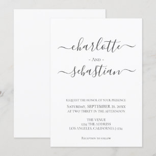 Convites Casamento de Estilo Simples de Tipografia Clássica