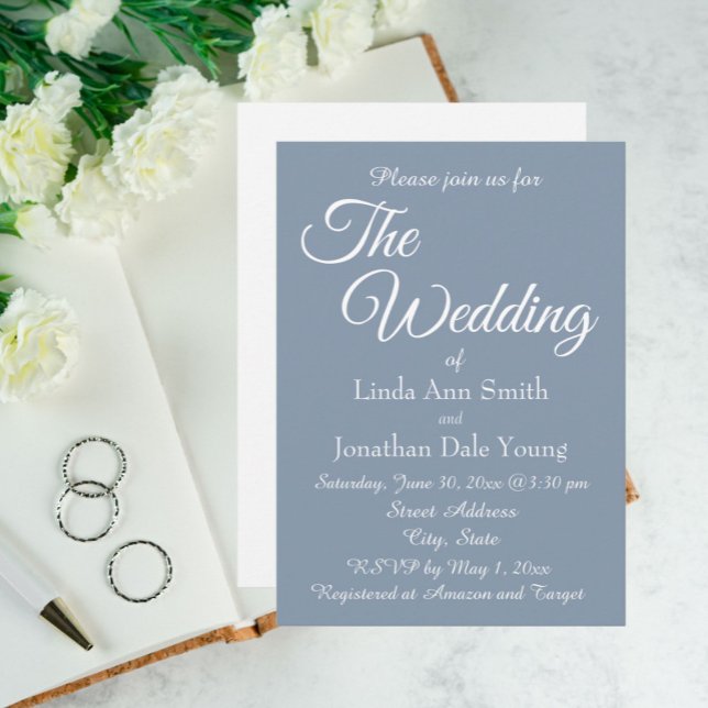 Convites Casamento de Estilo Simples Dusty Blue (In Situ Wedding)
