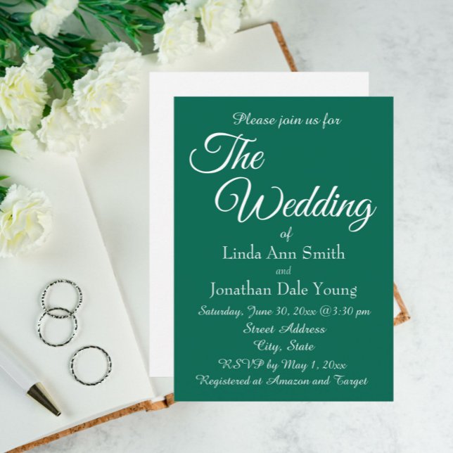 Convites Casamento de Estilo Simples Emerald Verde (In Situ Wedding)