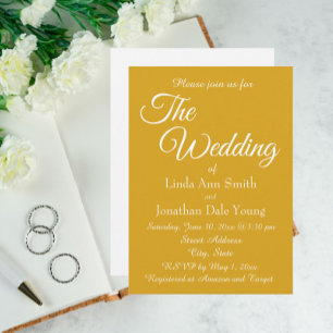 Convites Casamento de Estilo Simples Monocromático Amarelo