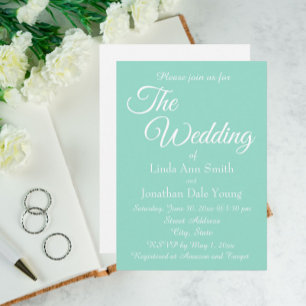 Convites Casamento de Estilo Simples Monocromático Seafoam