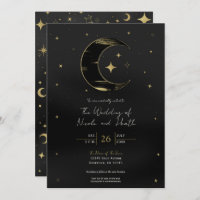 Casamento de Estrelas Celestiais Negras e Douradas