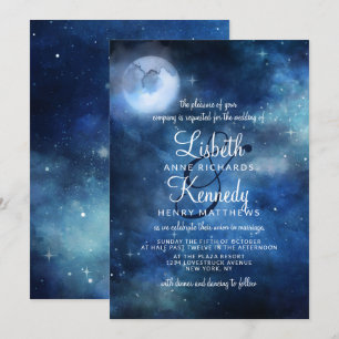 Convites Casamento de Estrelas da Galáxia Celestial Lua Che