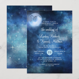 Convites Casamento de Estrelas da Galáxia Celestial Lua Che