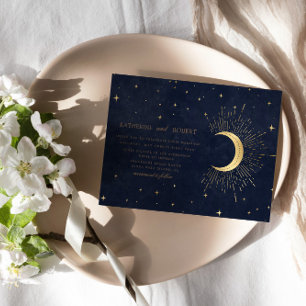 Convites Casamento de Estrelas Douradas Azuis Celestiais à 