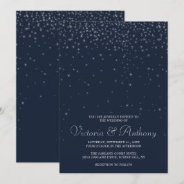 Convites Casamento de Estrelas Marinhos Elegantes e Silver