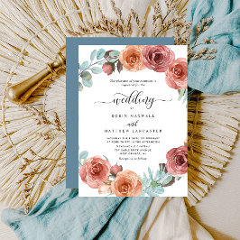Convites Casamento De Étrons De Azul, Blush Floral