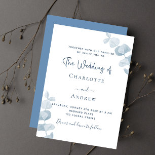 Convites Casamento de eucalipto azul-poeirento branco