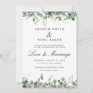 Convites Casamento de Eucalipto Bonito Personalizável