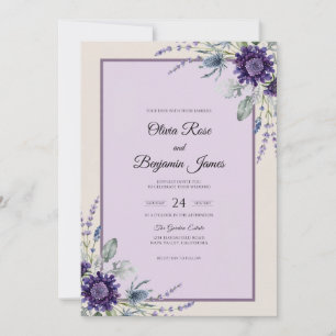 Convites Casamento de Eucalipto Cardo Violeta Intenso