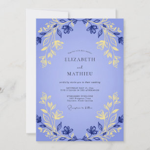 Convites Casamento de Eucalipto Cinza com Folhagem Dourada