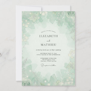 Convites Casamento de Eucalipto Cinza Folhagem Verde Água-M